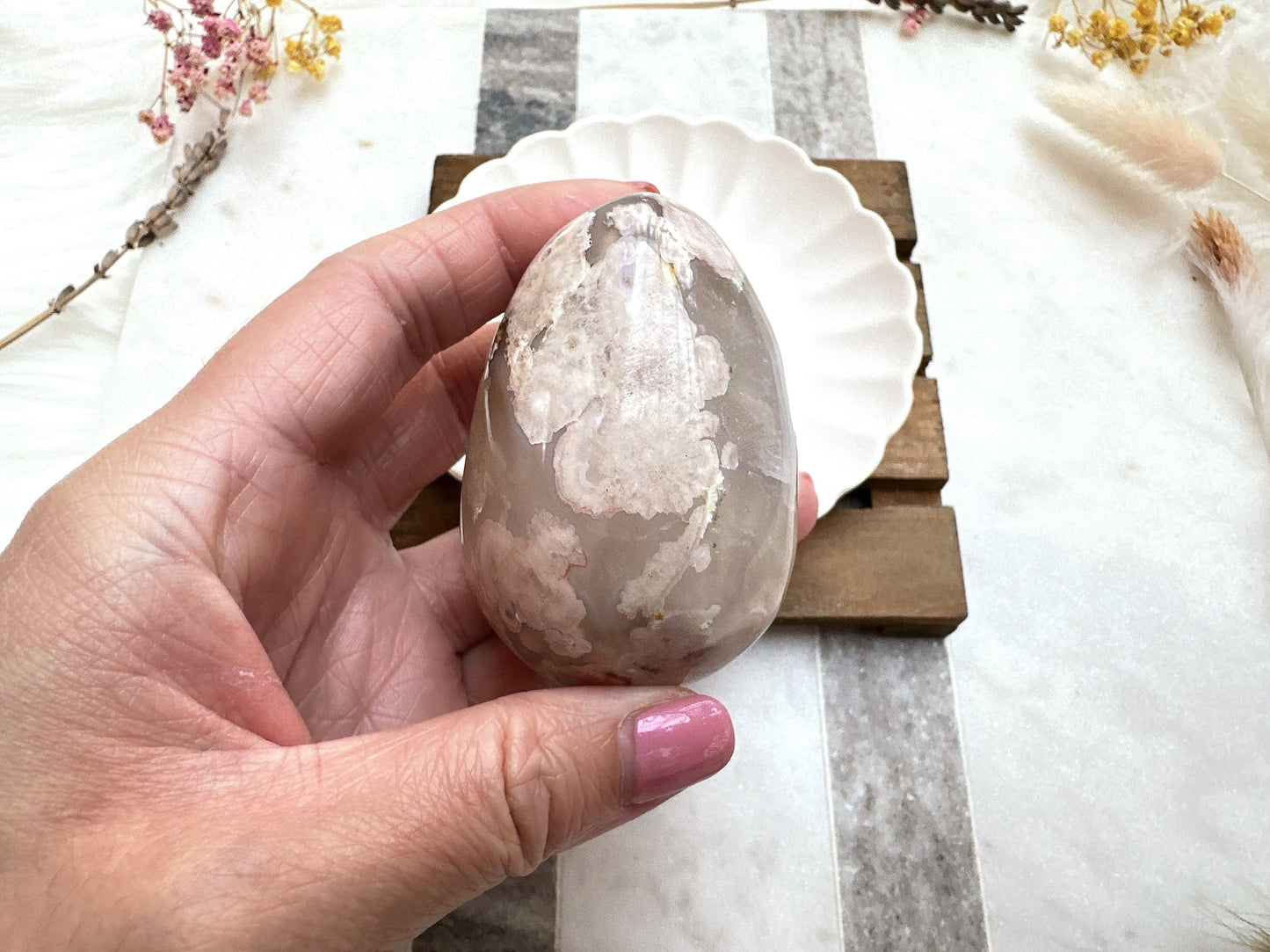 Flower Agate Egg