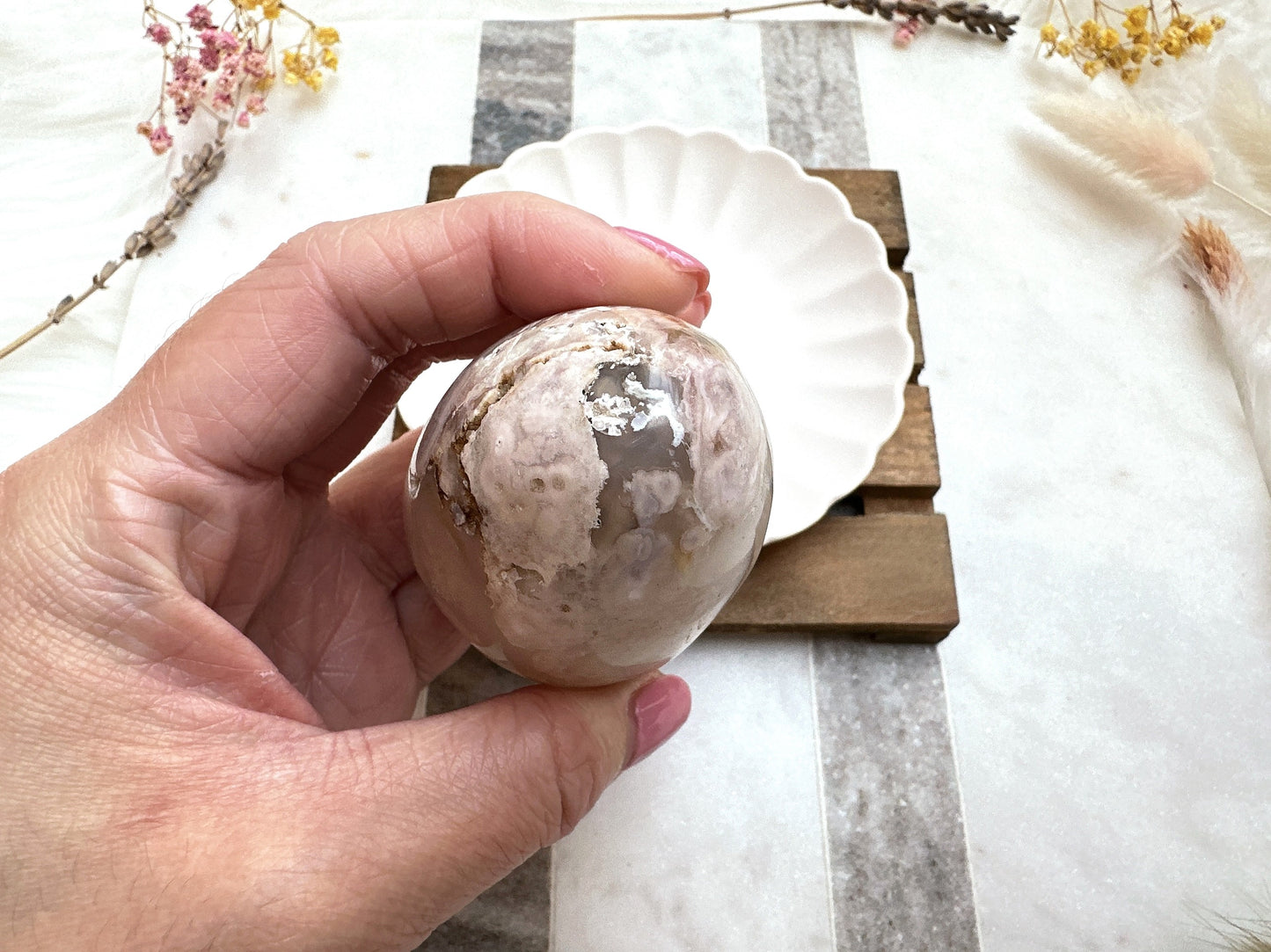 Flower Agate Egg