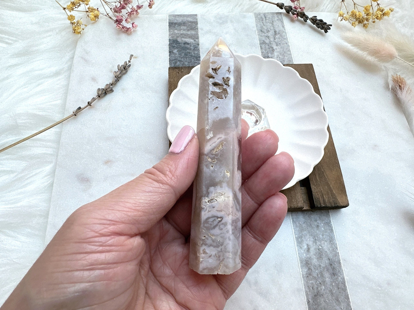 Small Flower Agate Tower (Imperfect)