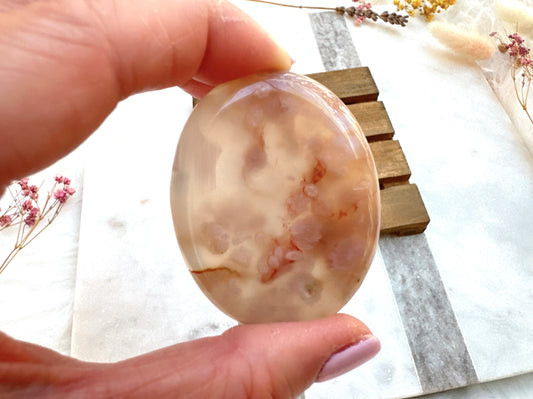 Flower Agate Worry Stone