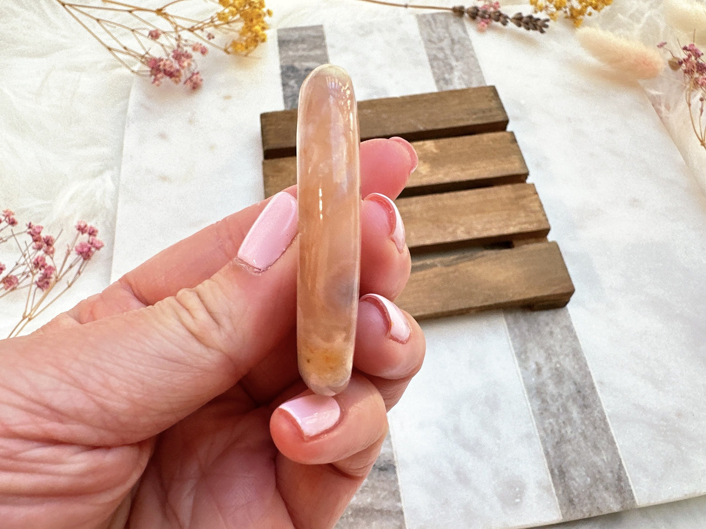 Flower Agate Worry Stone