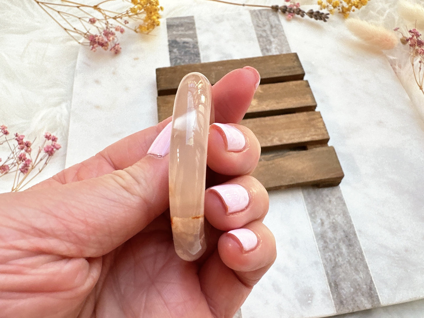 Flower Agate Worry Stone
