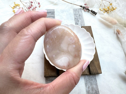 Flower Agate Worry Stone