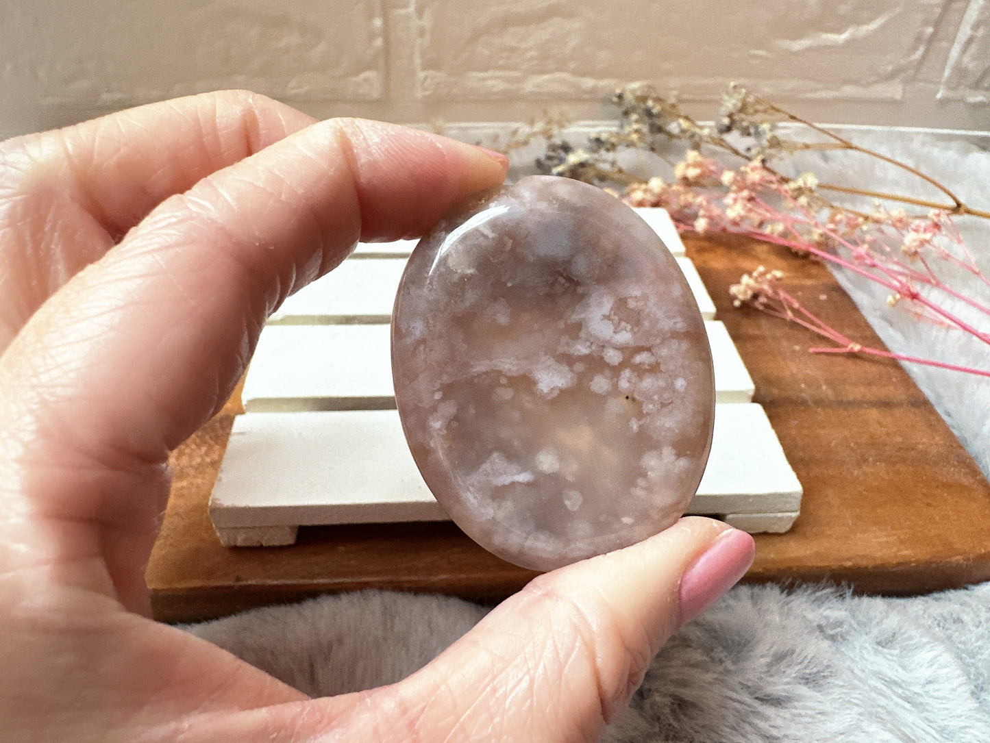 Flower Agate Worry Stone