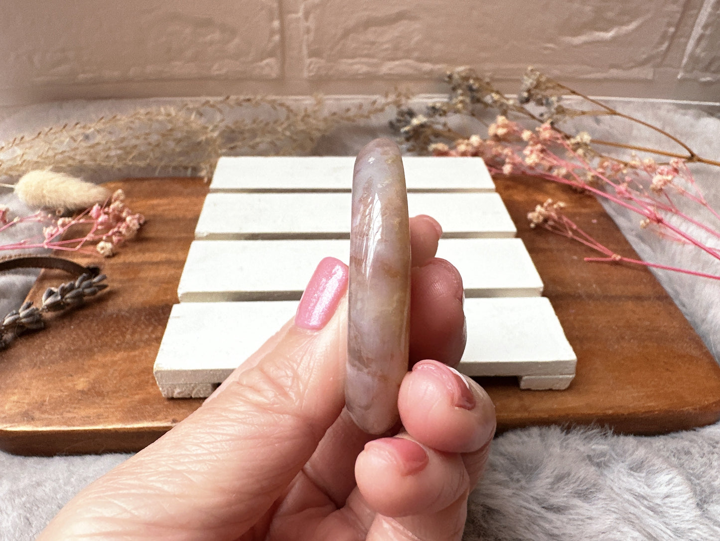 Flower Agate Worry Stone