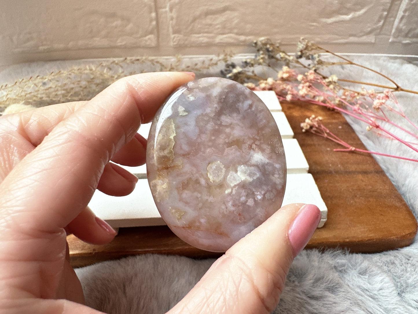 Flower Agate Worry Stone