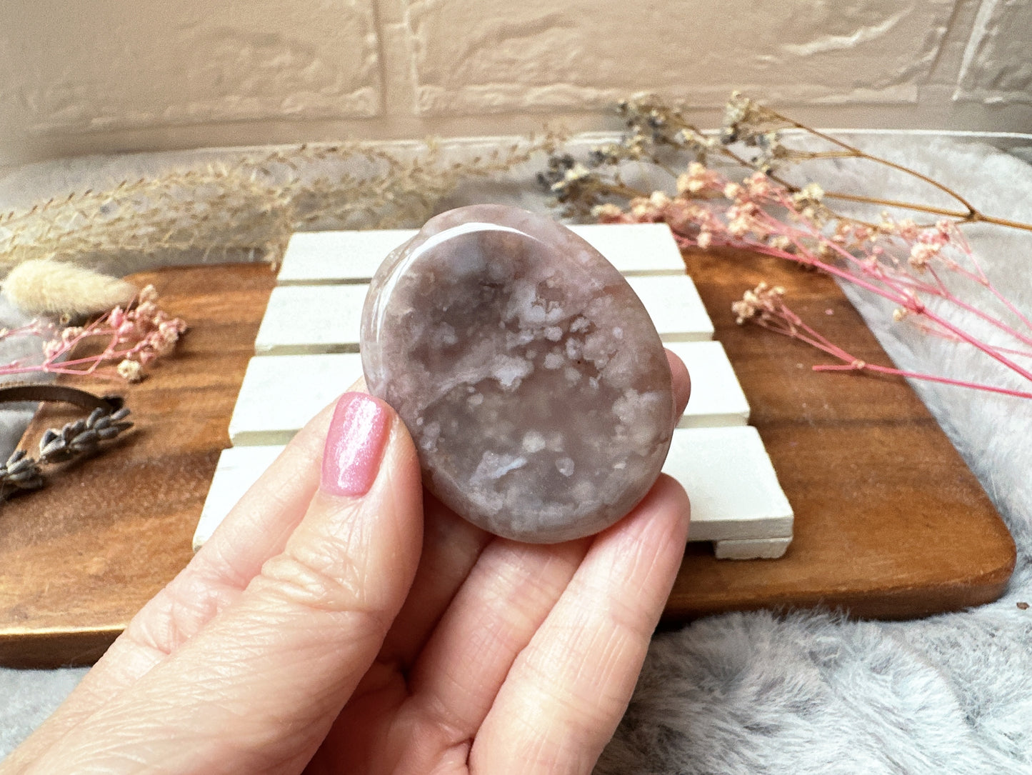 Flower Agate Worry Stone