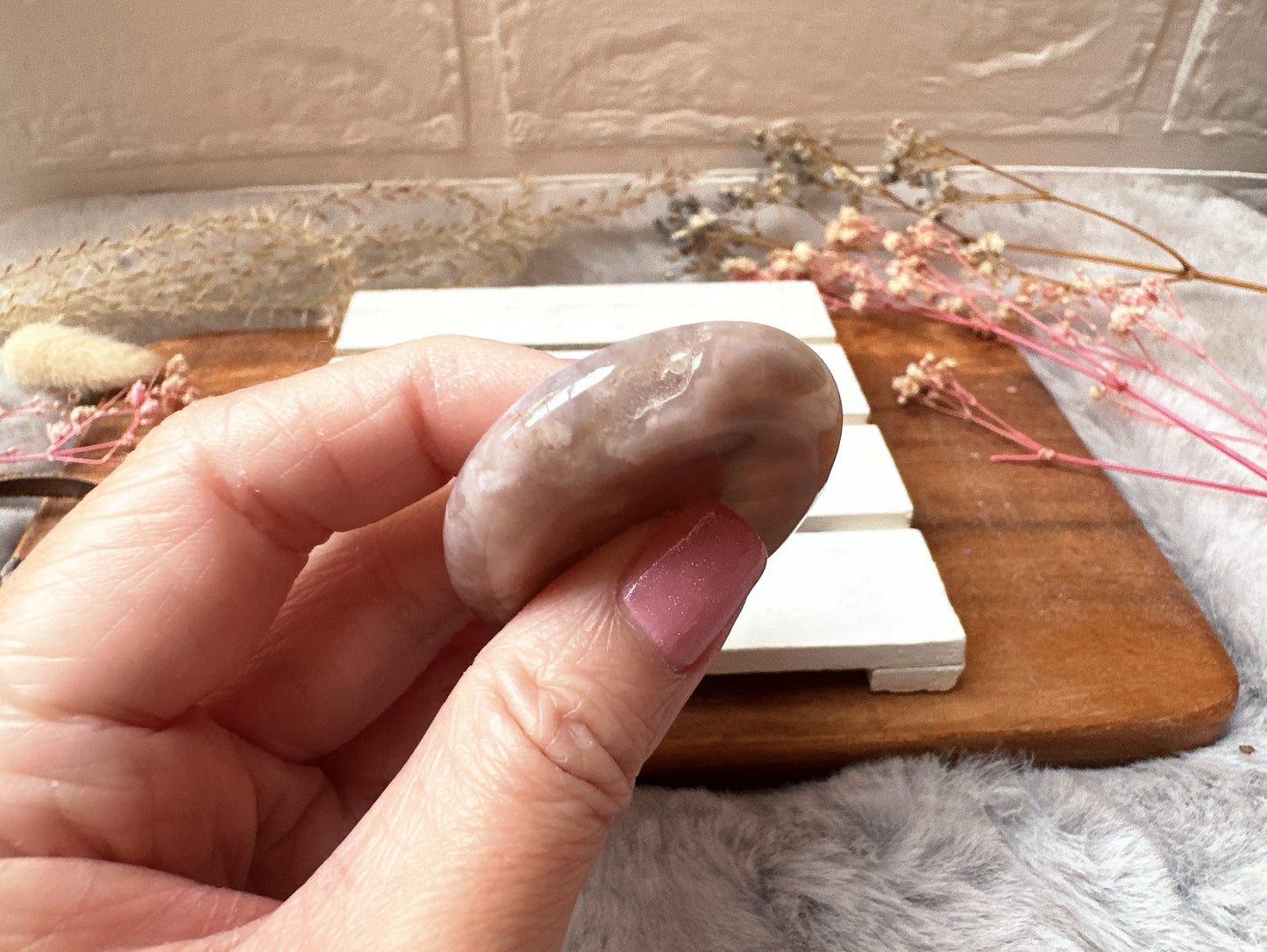 Flower Agate Worry Stone
