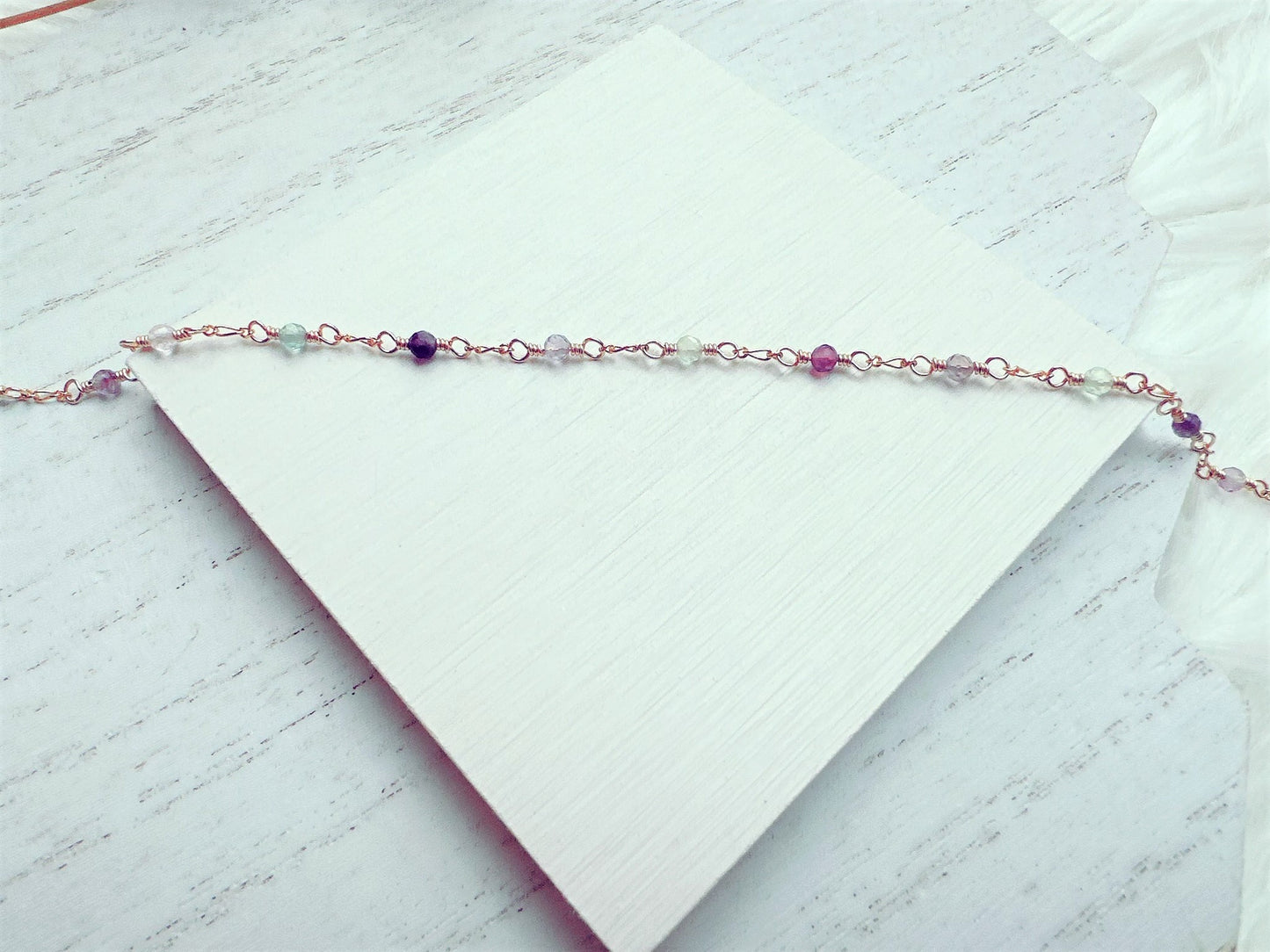 Mini Fluorite Gold Chain Anklet