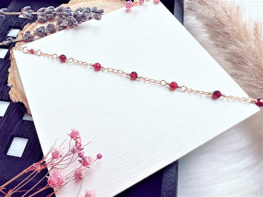 Garnet Gold Chain Bracelet