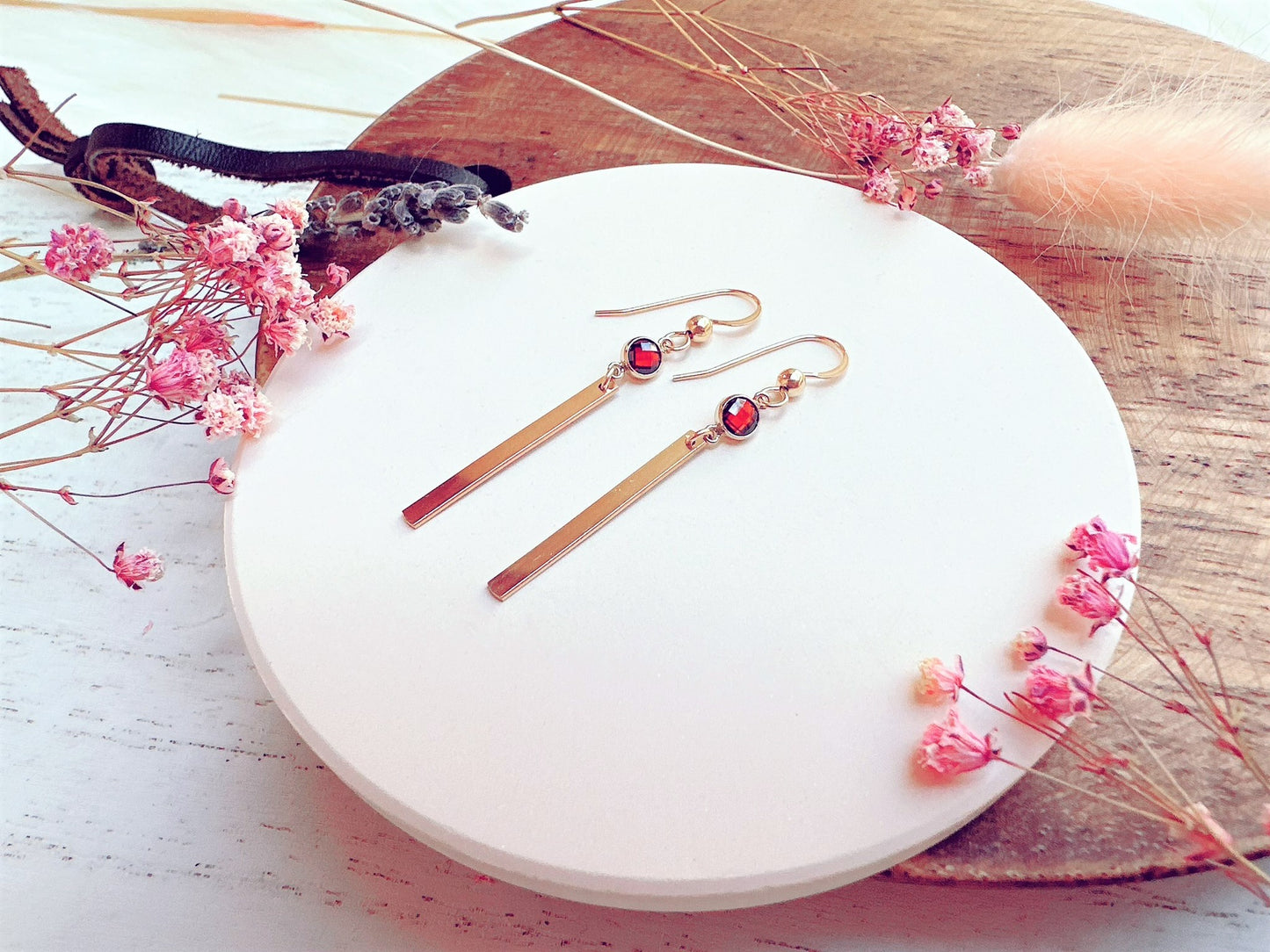 Gold Bar Earrings With Cubic Zirconia