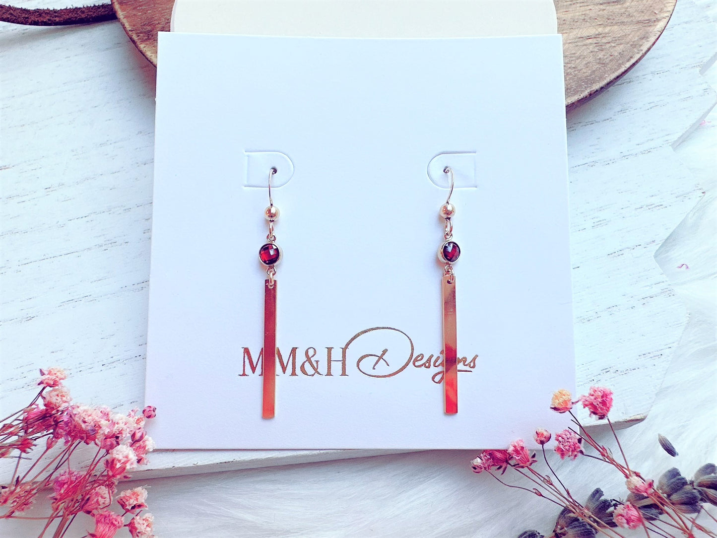 Gold Bar Earrings With Cubic Zirconia