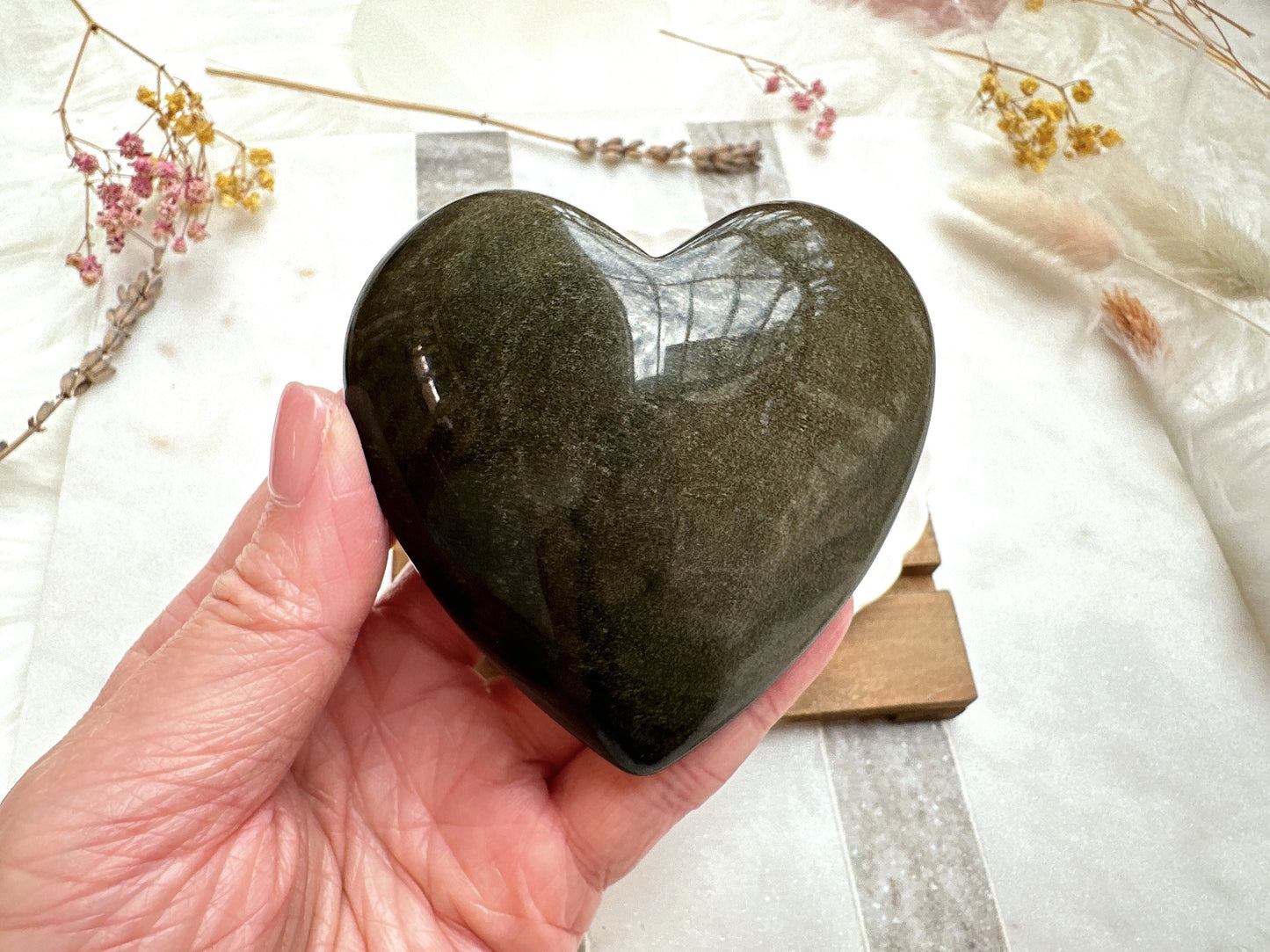 Gold Sheen Obsidian Heart