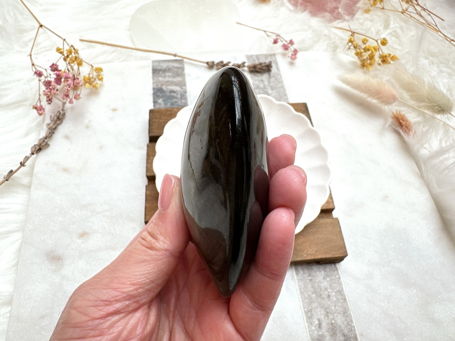 Gold Sheen Obsidian Heart