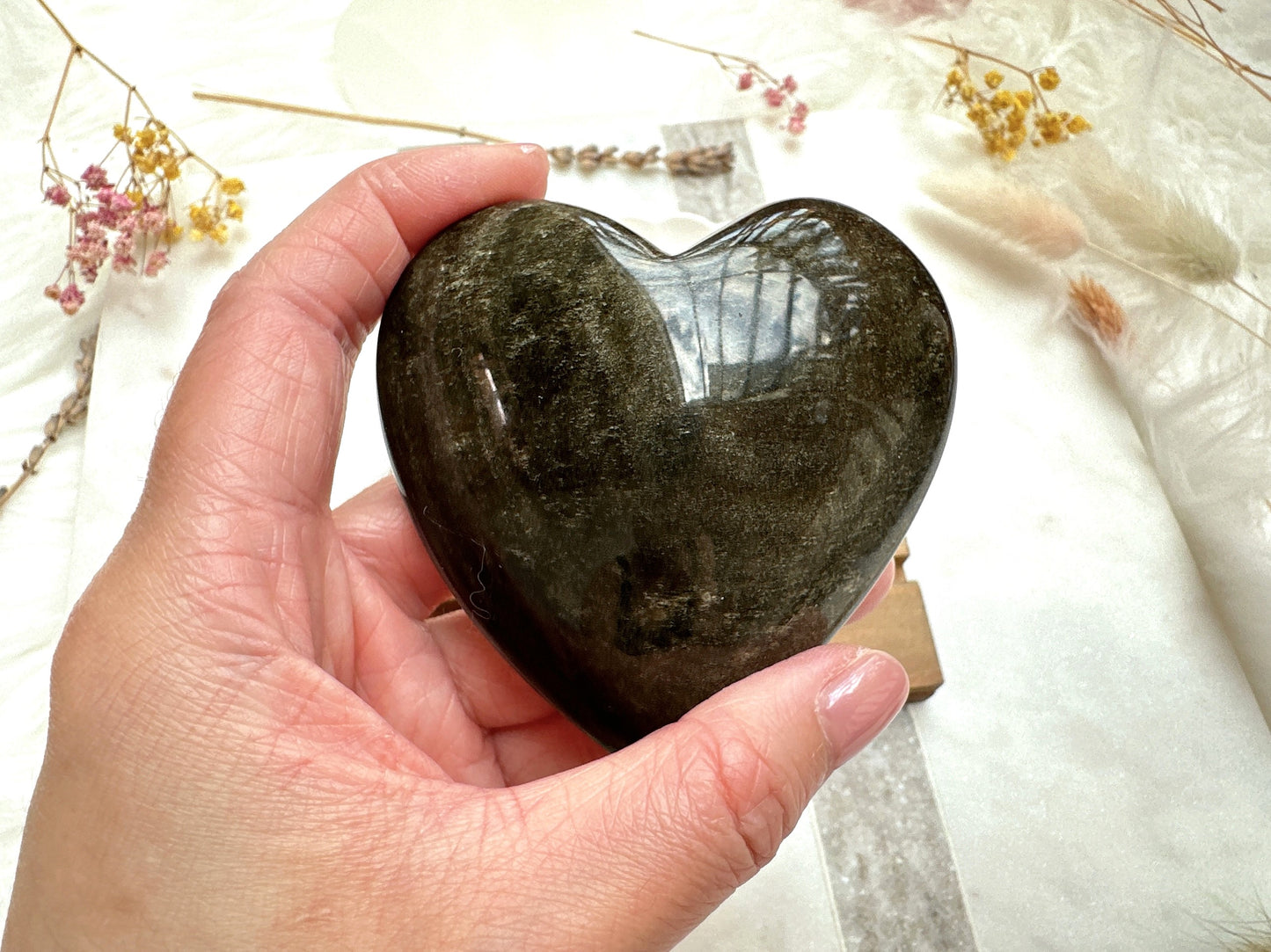 Gold Sheen Obsidian Heart