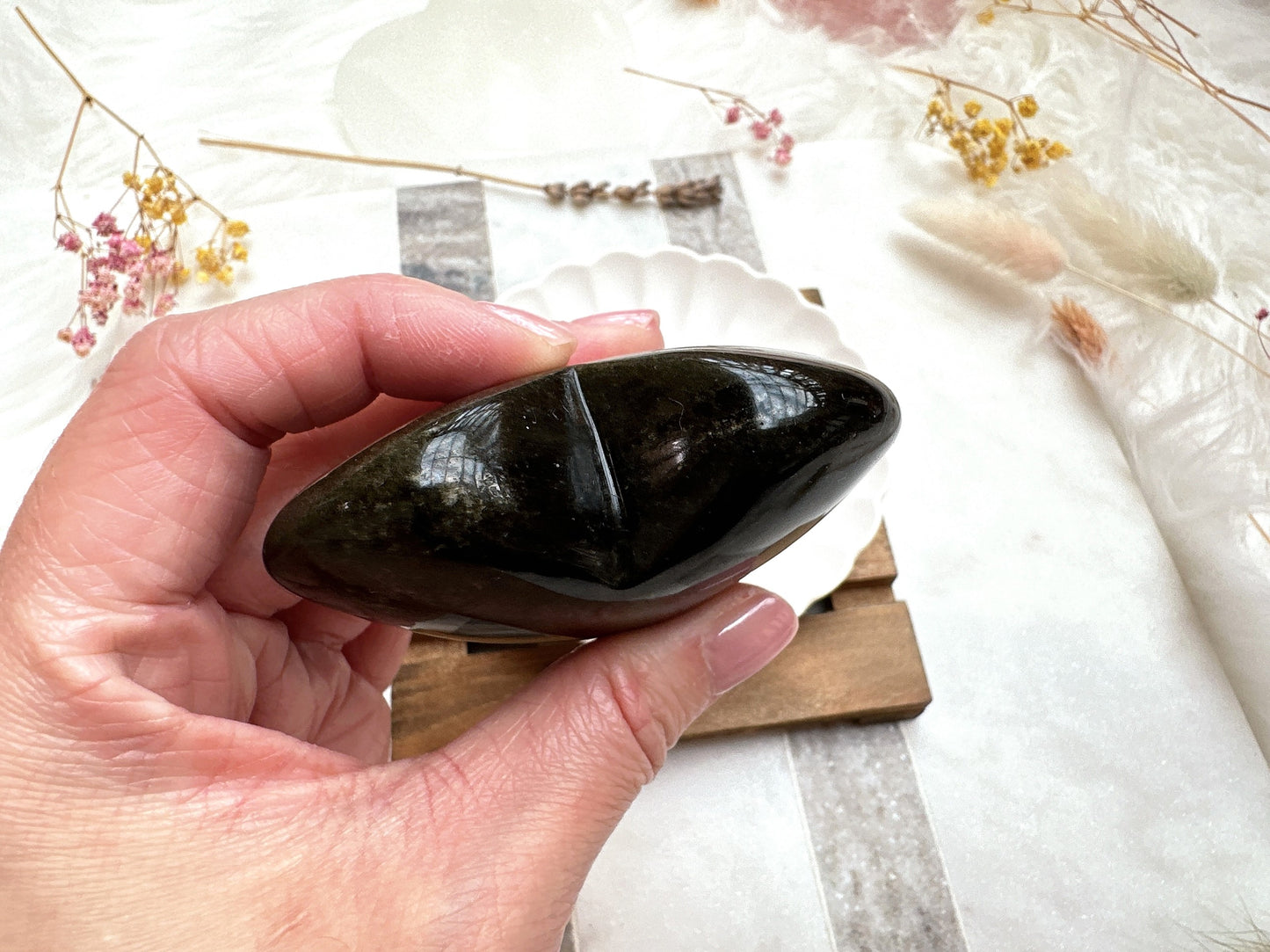 Gold Sheen Obsidian Heart