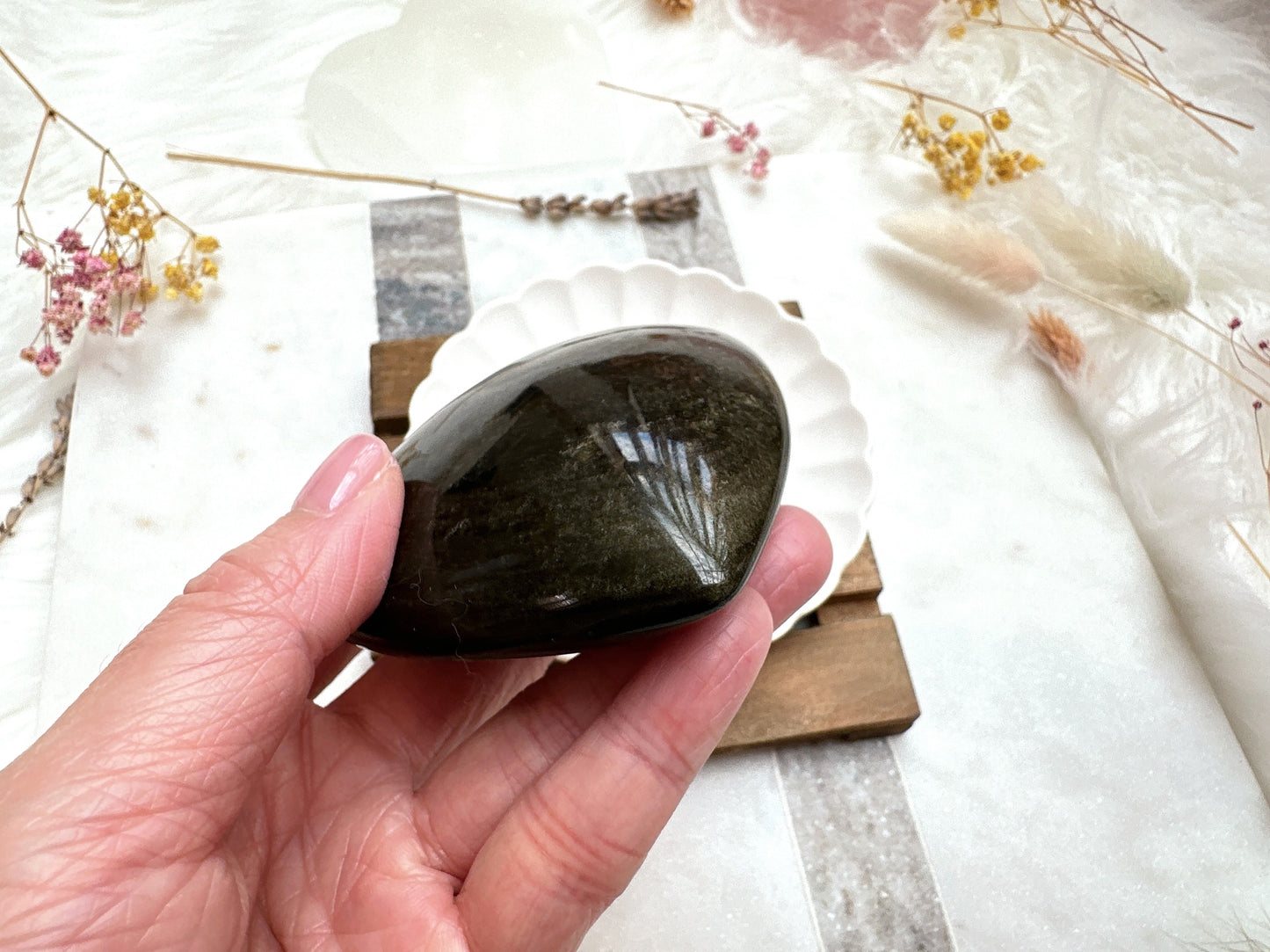 Gold Sheen Obsidian Heart