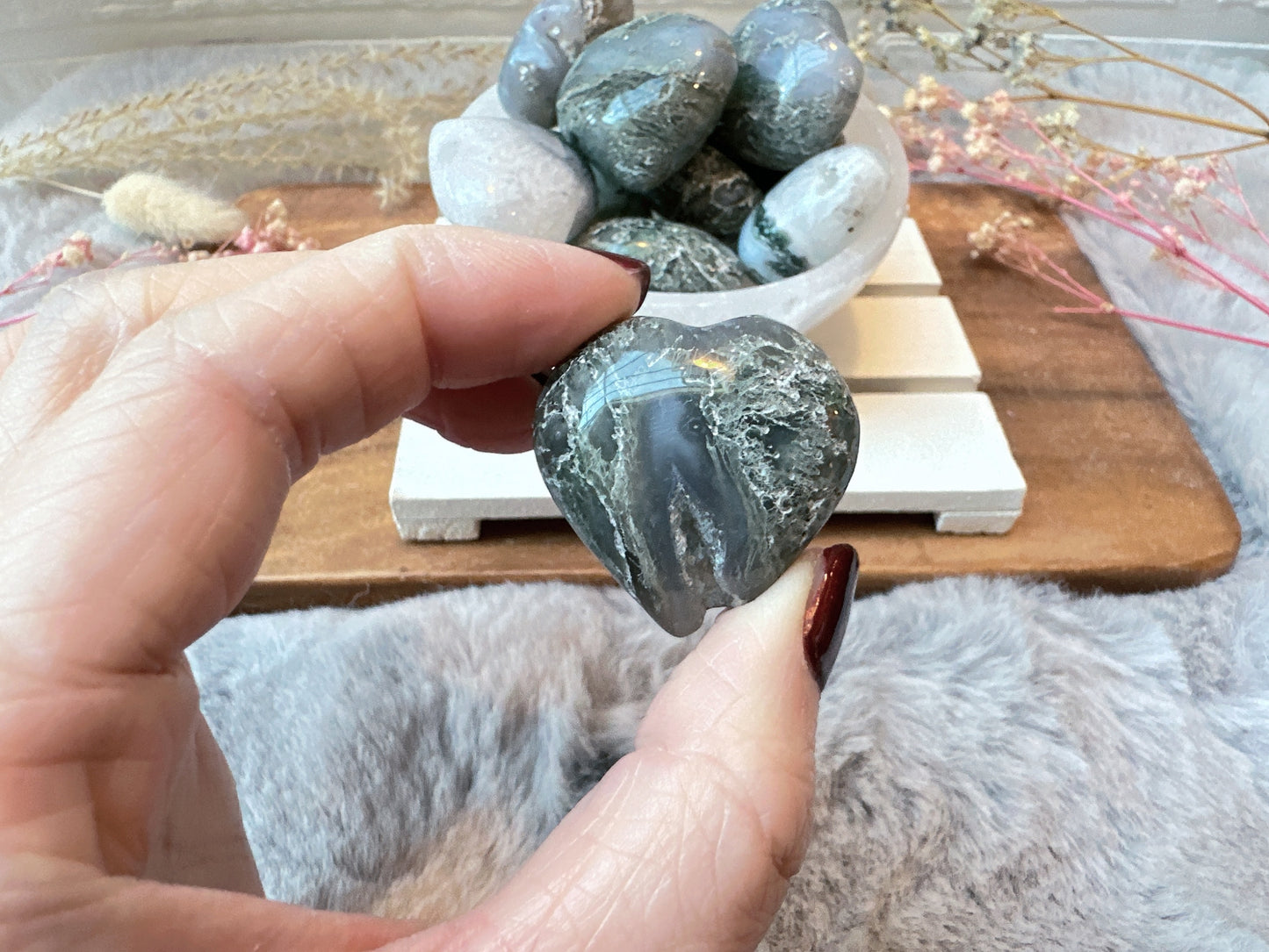 Mini Moss Agate Heart