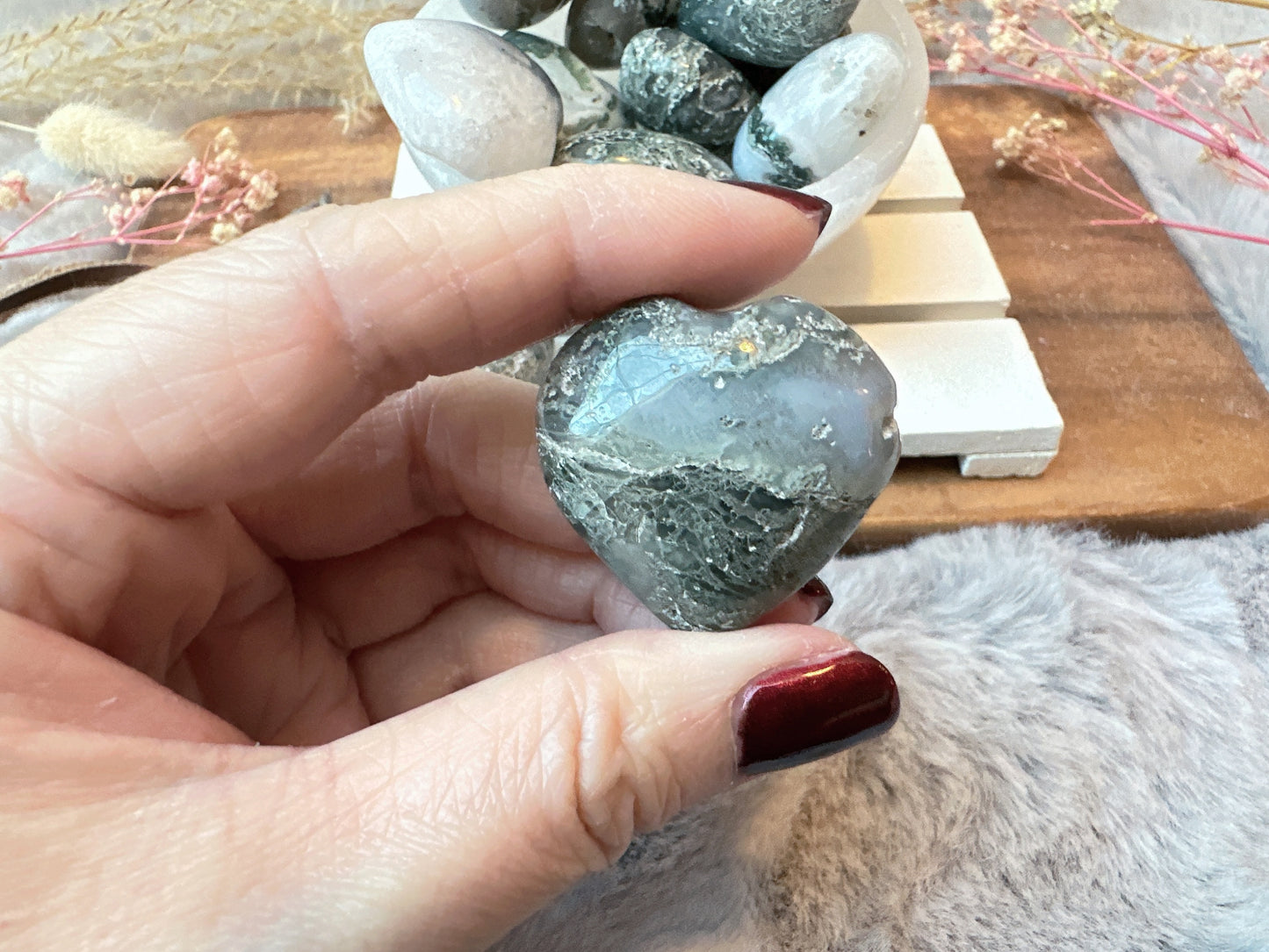 Mini Moss Agate Heart