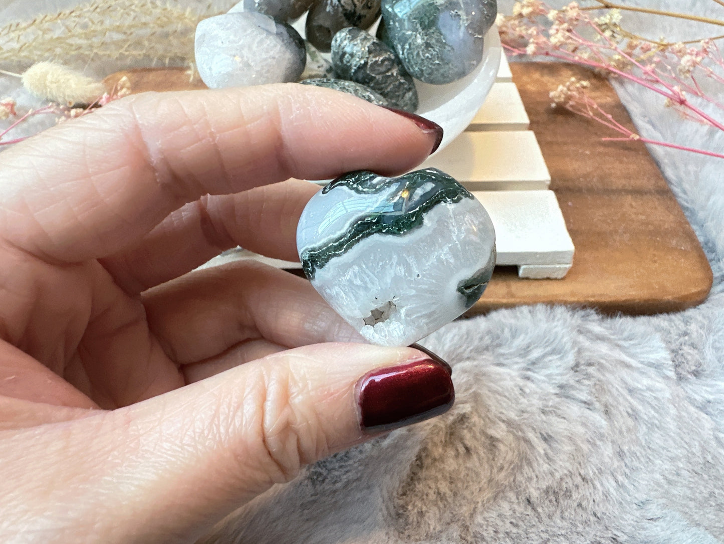 Mini Moss Agate Heart
