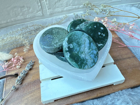 Moss Agate Flat Stone