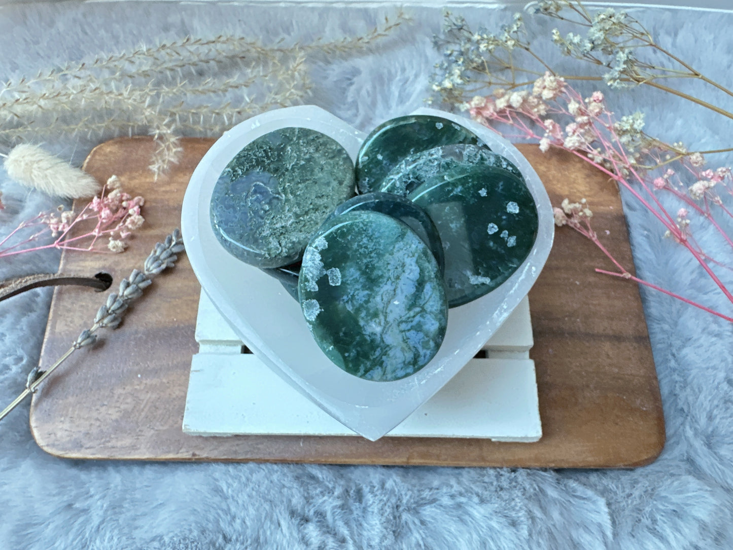 Moss Agate Flat Stone