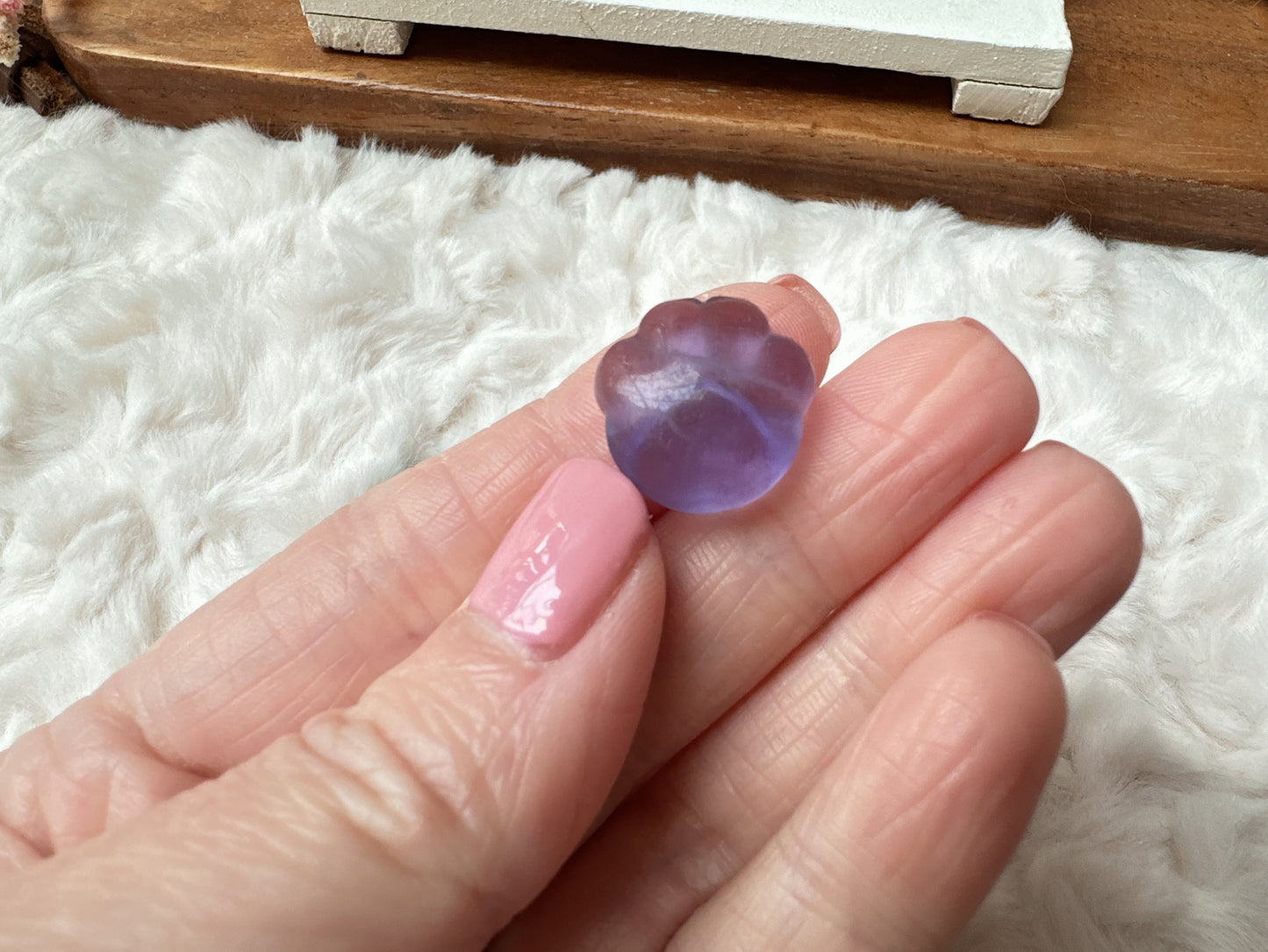 Set of 3 Cute Tiny Fluorite Paw Carvings