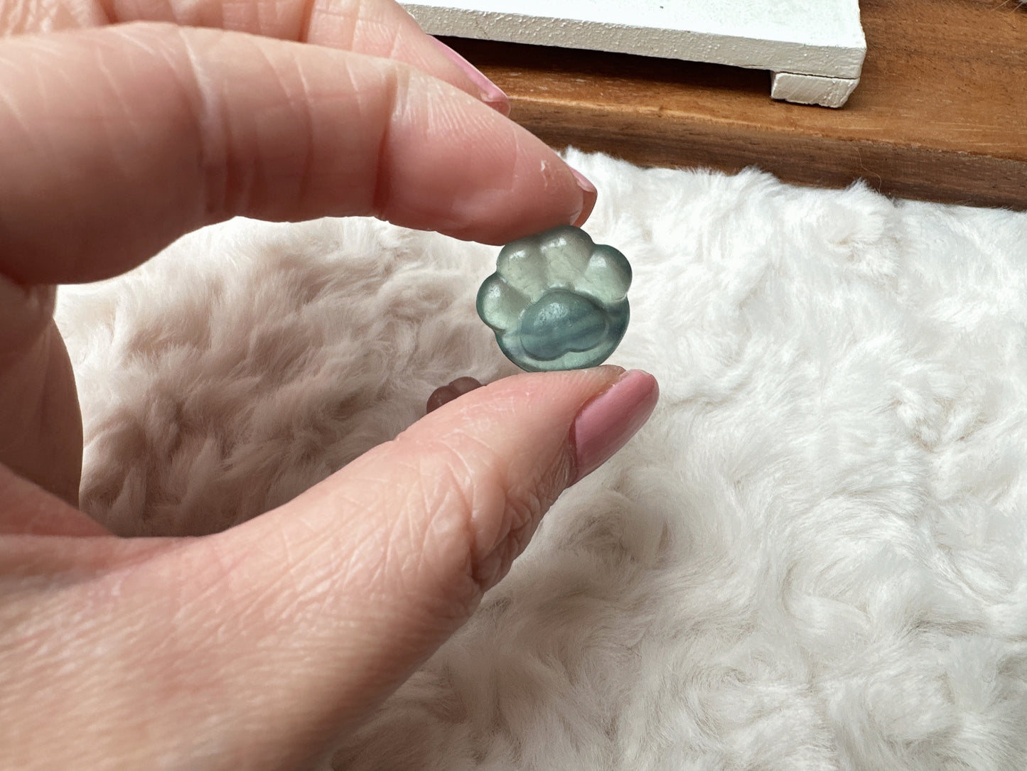 Set of 3 Cute Tiny Fluorite Paw Carvings
