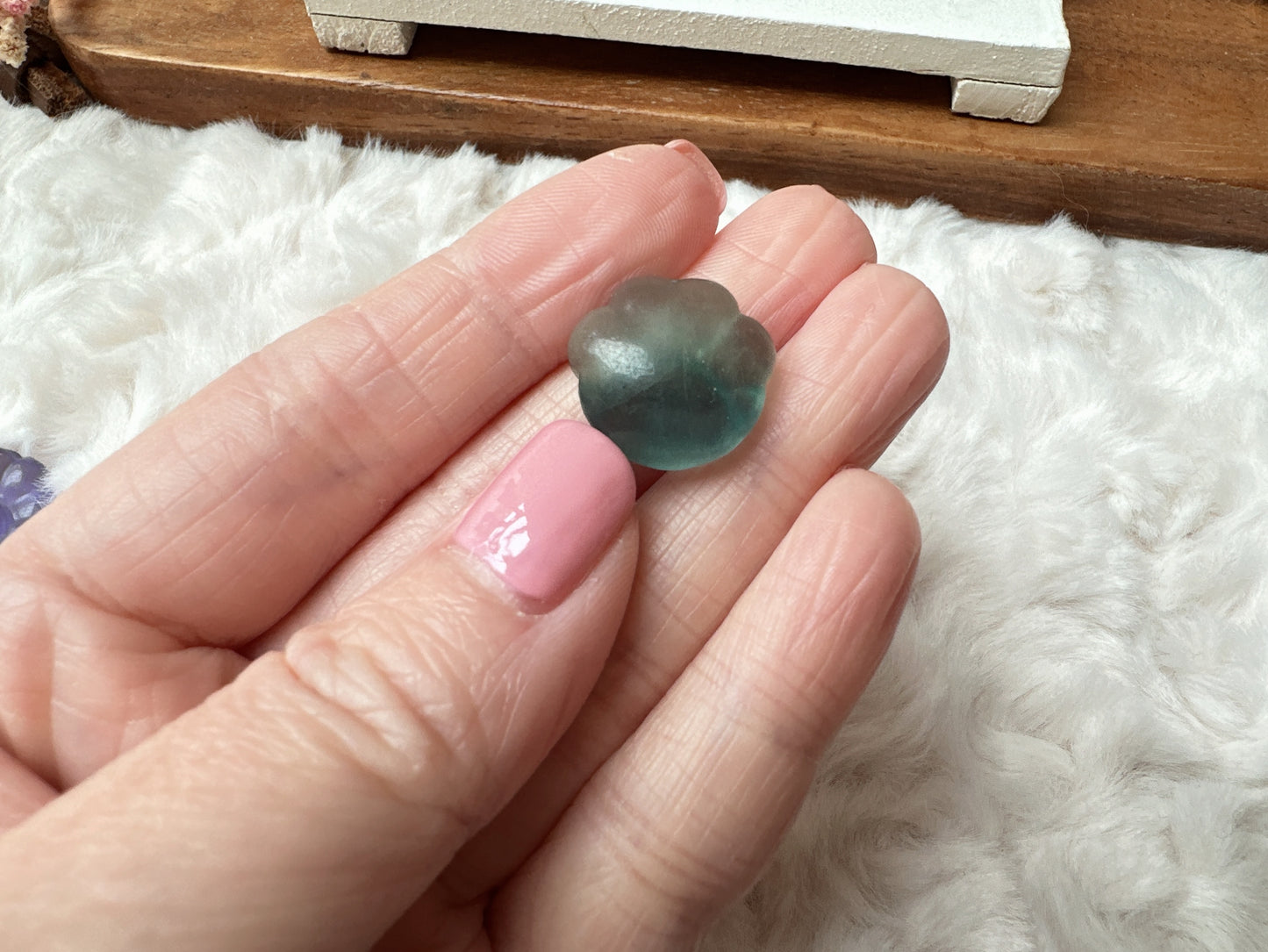 Set of 3 Cute Tiny Fluorite Paw Carvings