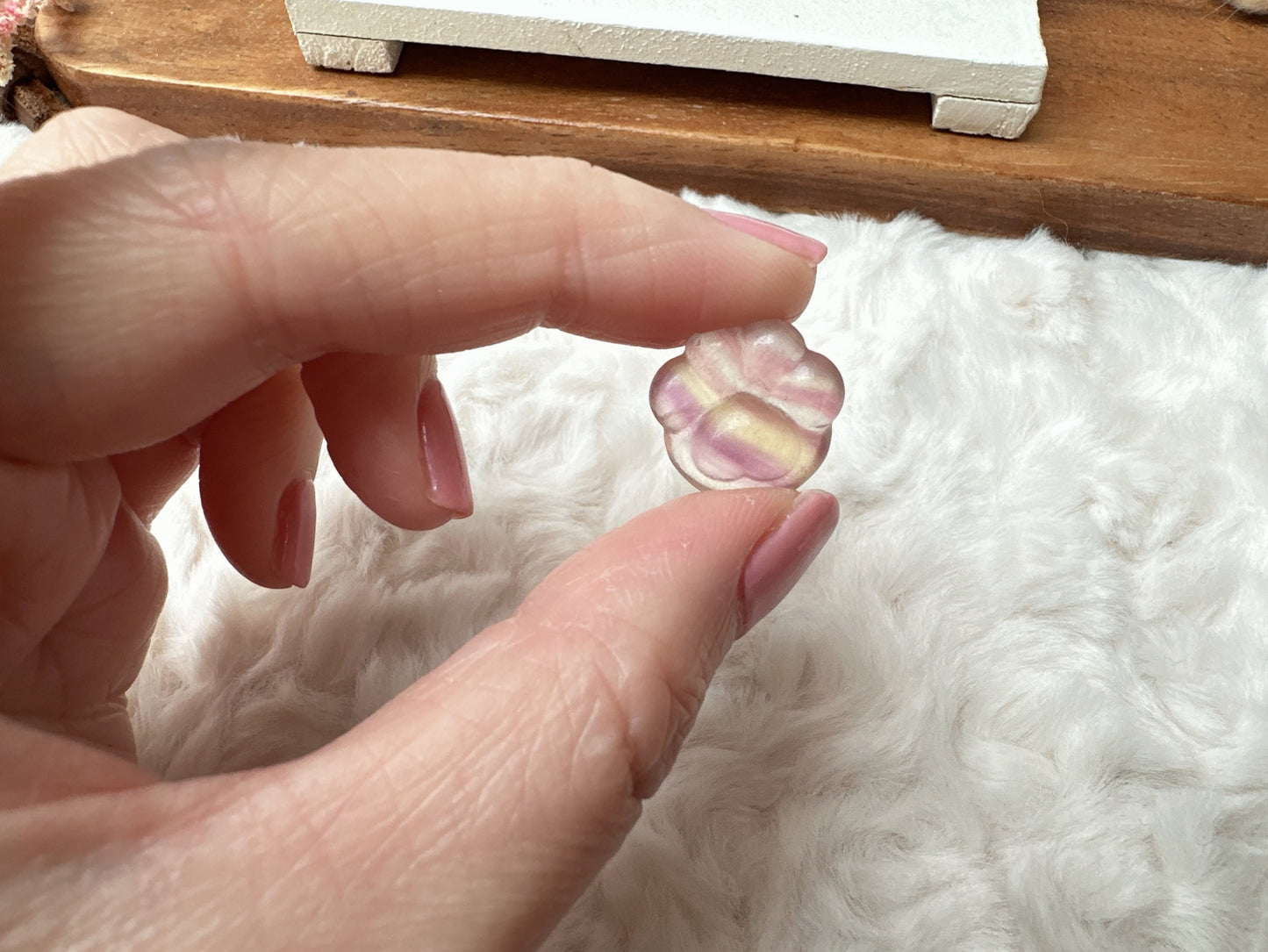 Set of 3 Cute Tiny Fluorite Paw Carvings