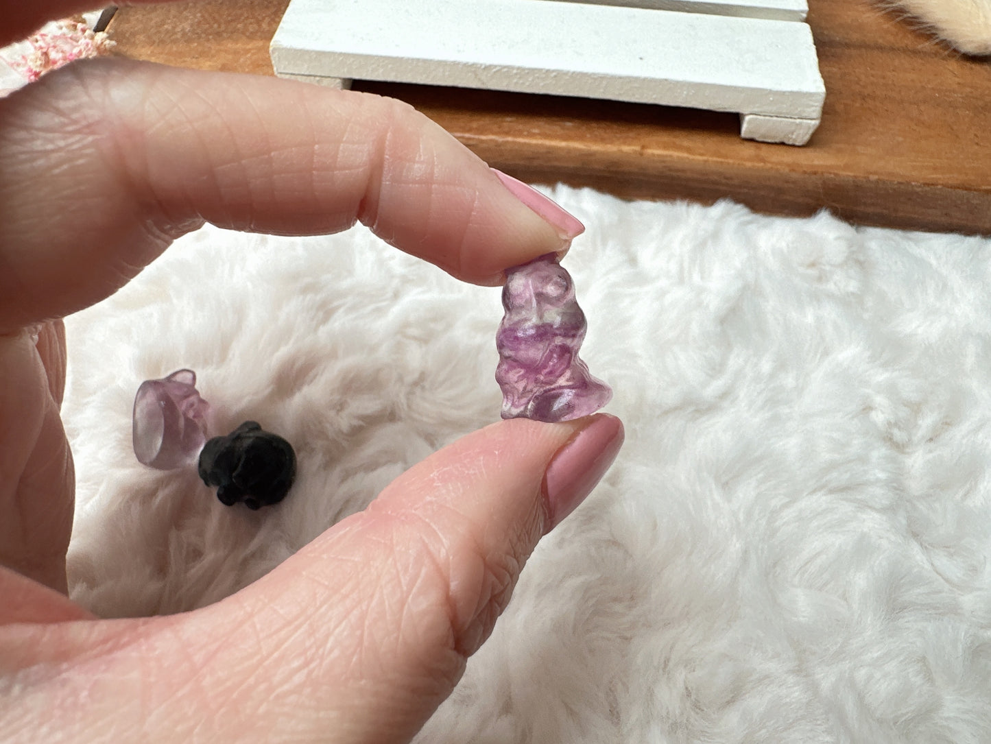 Set of 3 Cute Tiny Fluorite Carvings