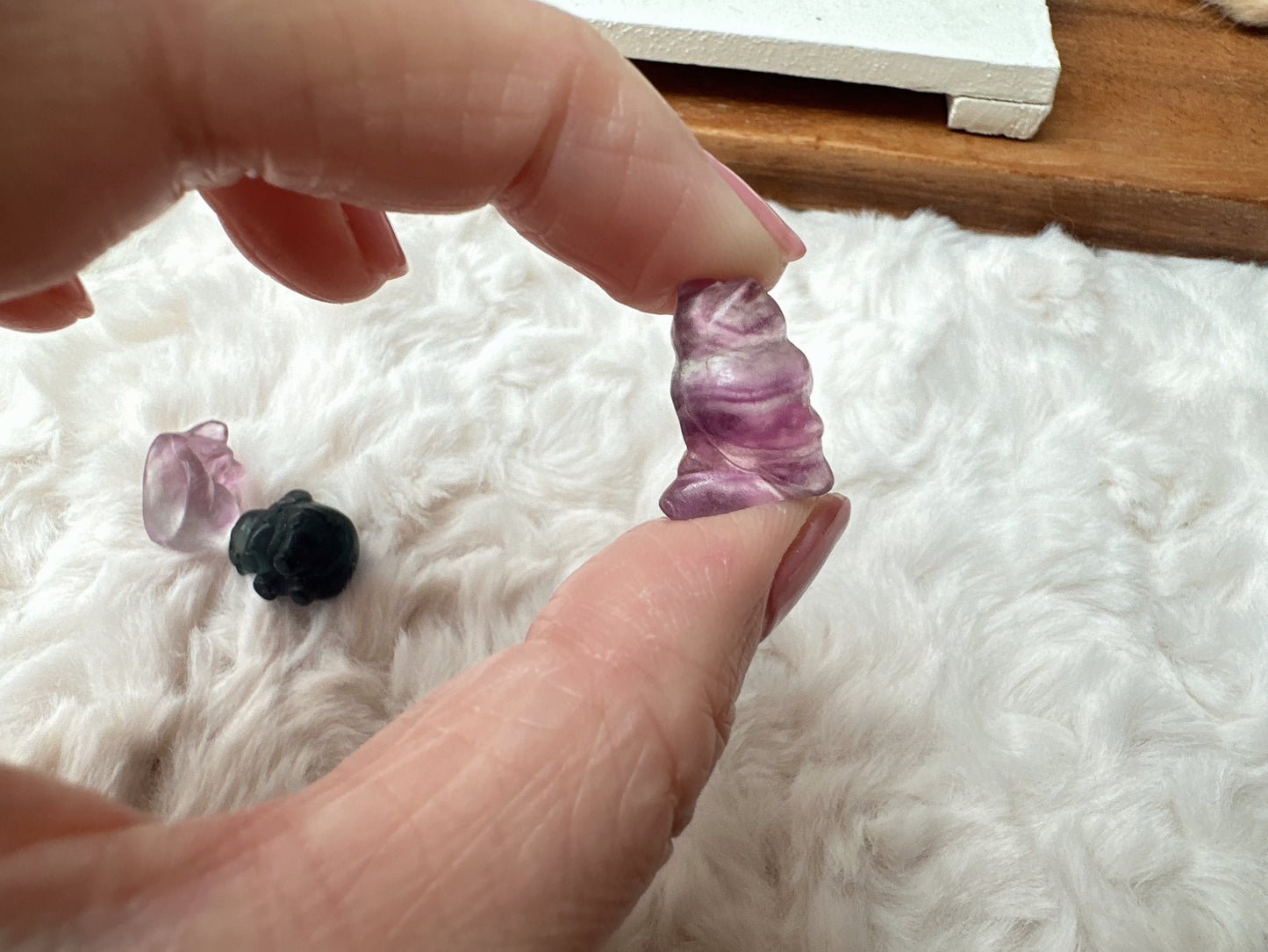 Set of 3 Cute Tiny Fluorite Carvings