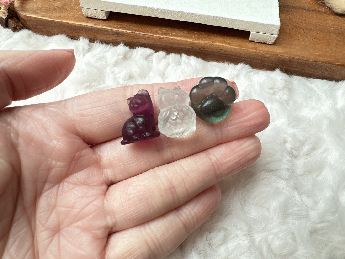 Set of 3 Cute Tiny Fluorite Carvings
