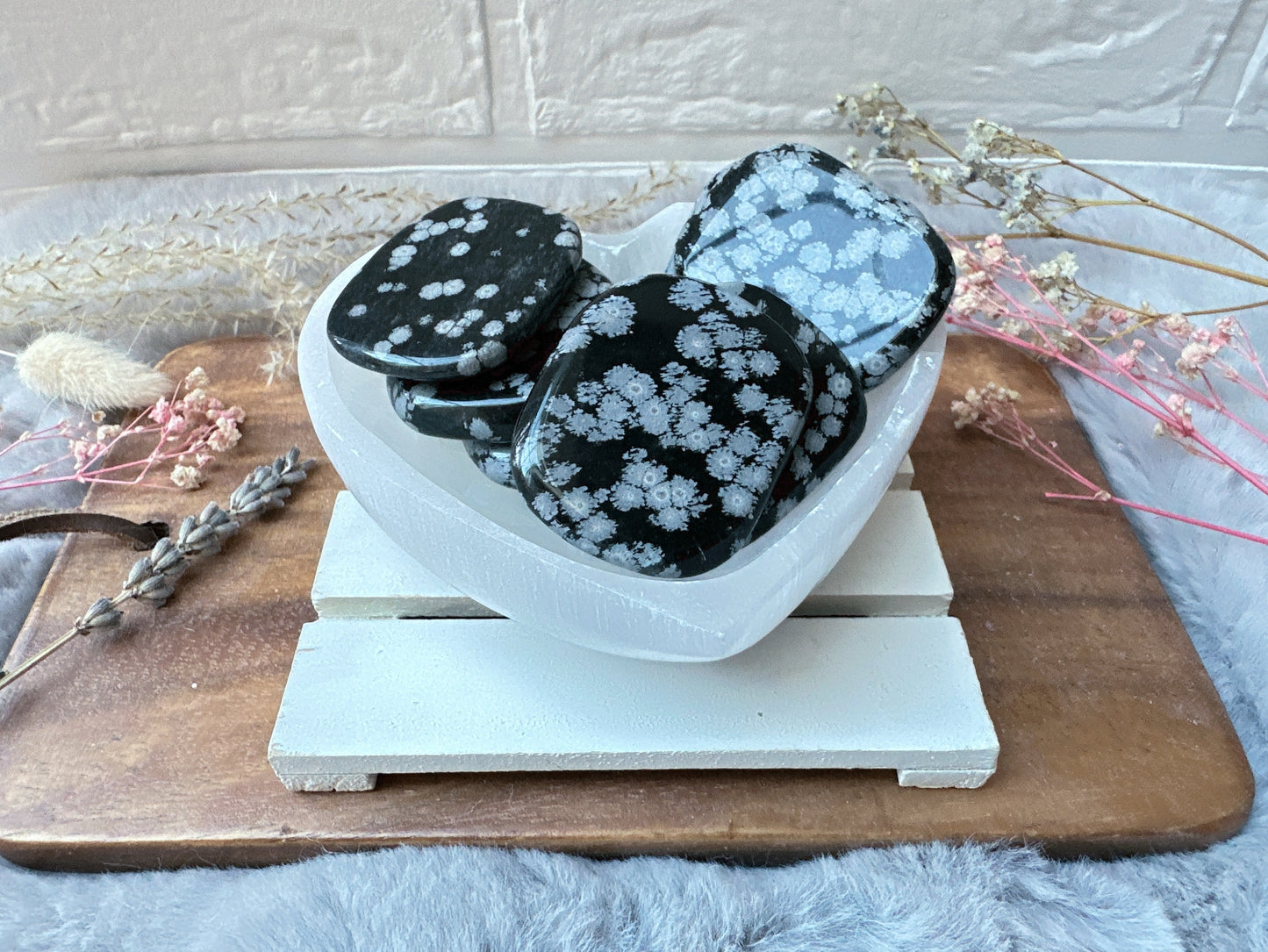 Snowflake Obsidian Flat Stone