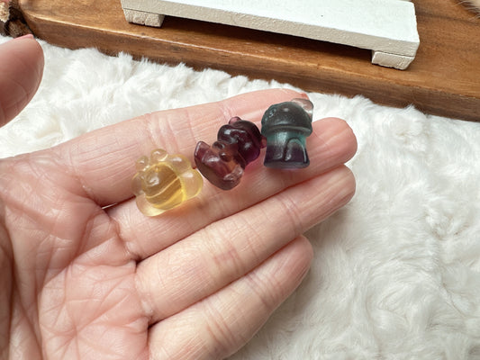 Set of 3 Cute Tiny Fluorite Carvings