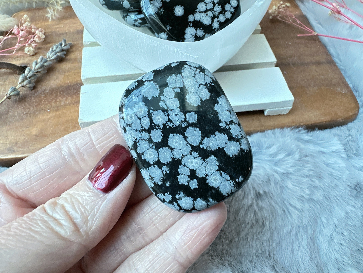 Snowflake Obsidian Flat Stone