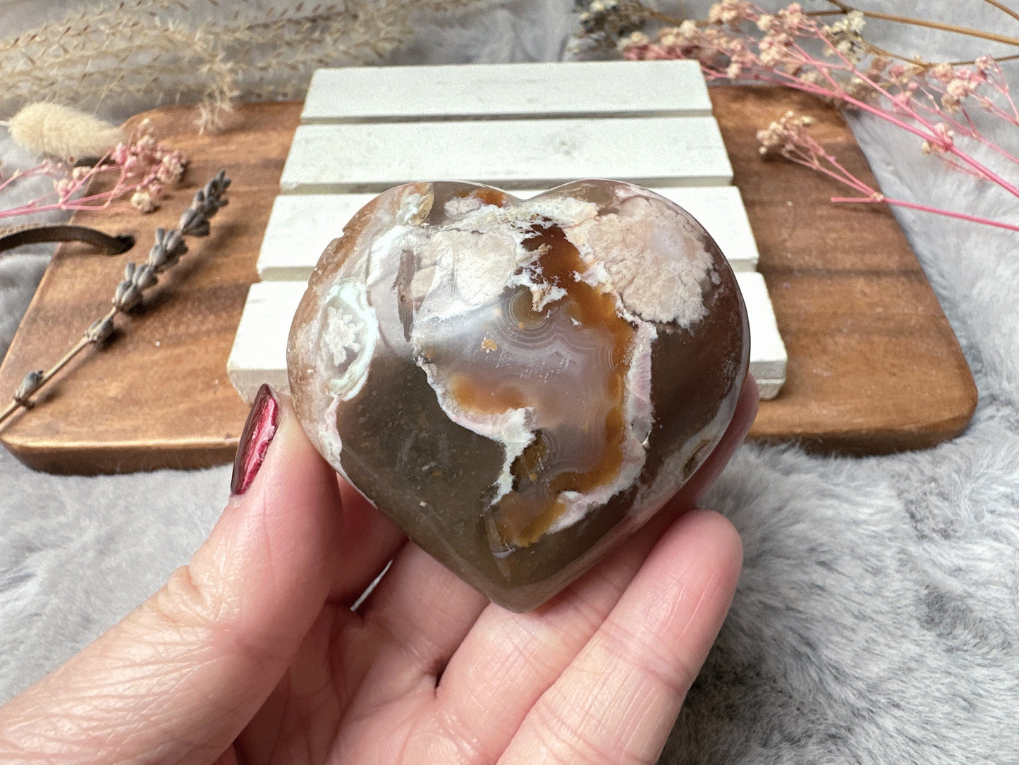 Flower Agate Heart