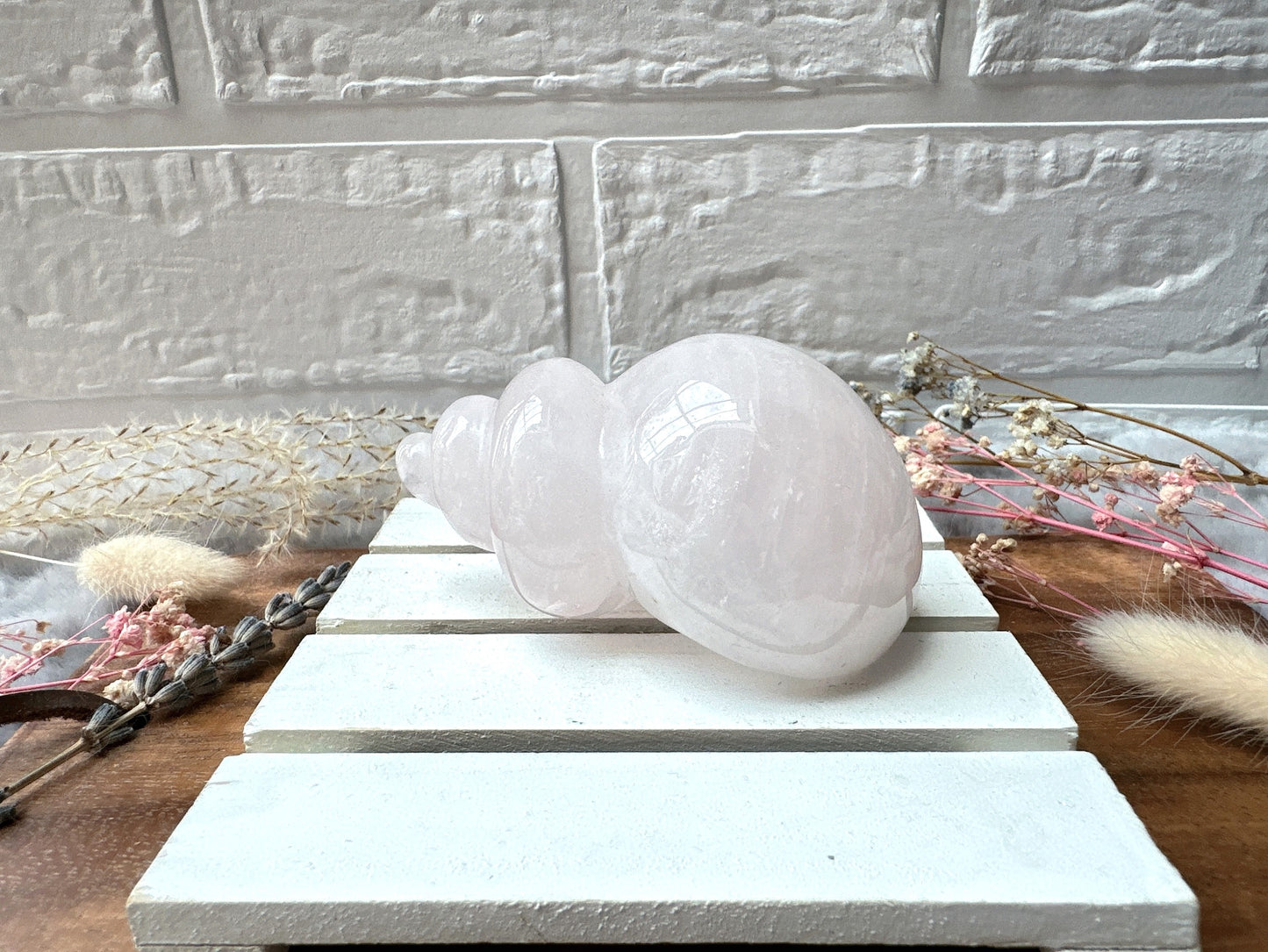 Rose Quartz Seashell Carving