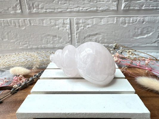 Rose Quartz Seashell Carving