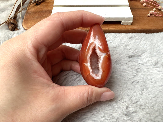 Extra Small Carnelian Druzy Egg