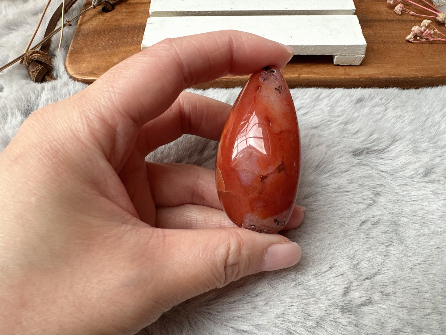 Extra Small Carnelian Druzy Egg