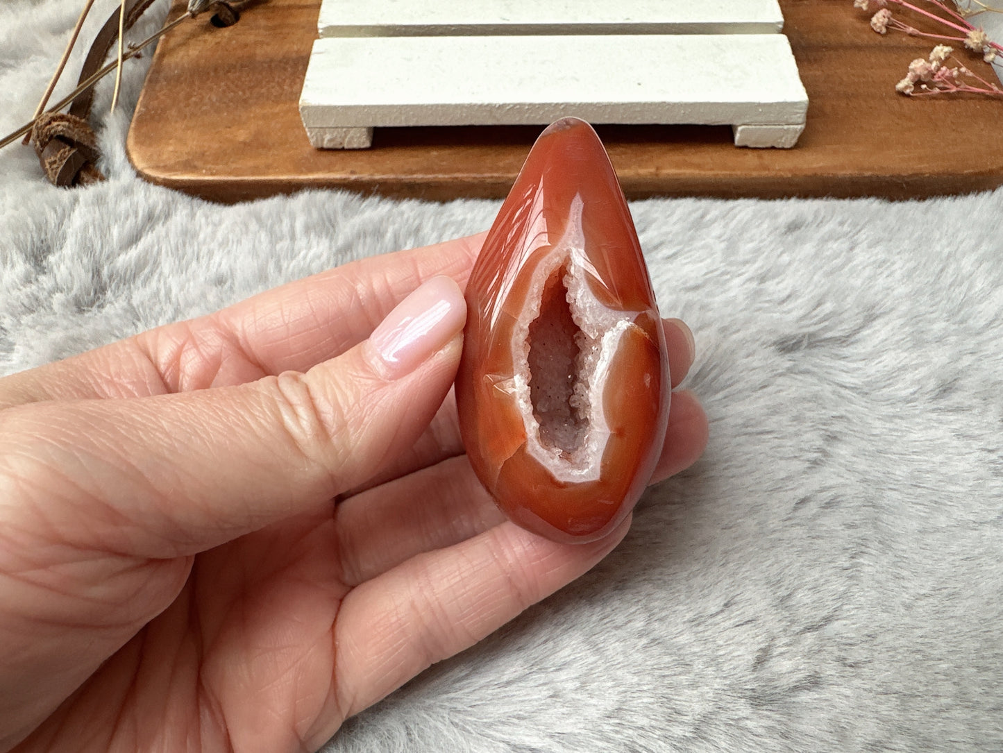 Extra Small Carnelian Druzy Egg