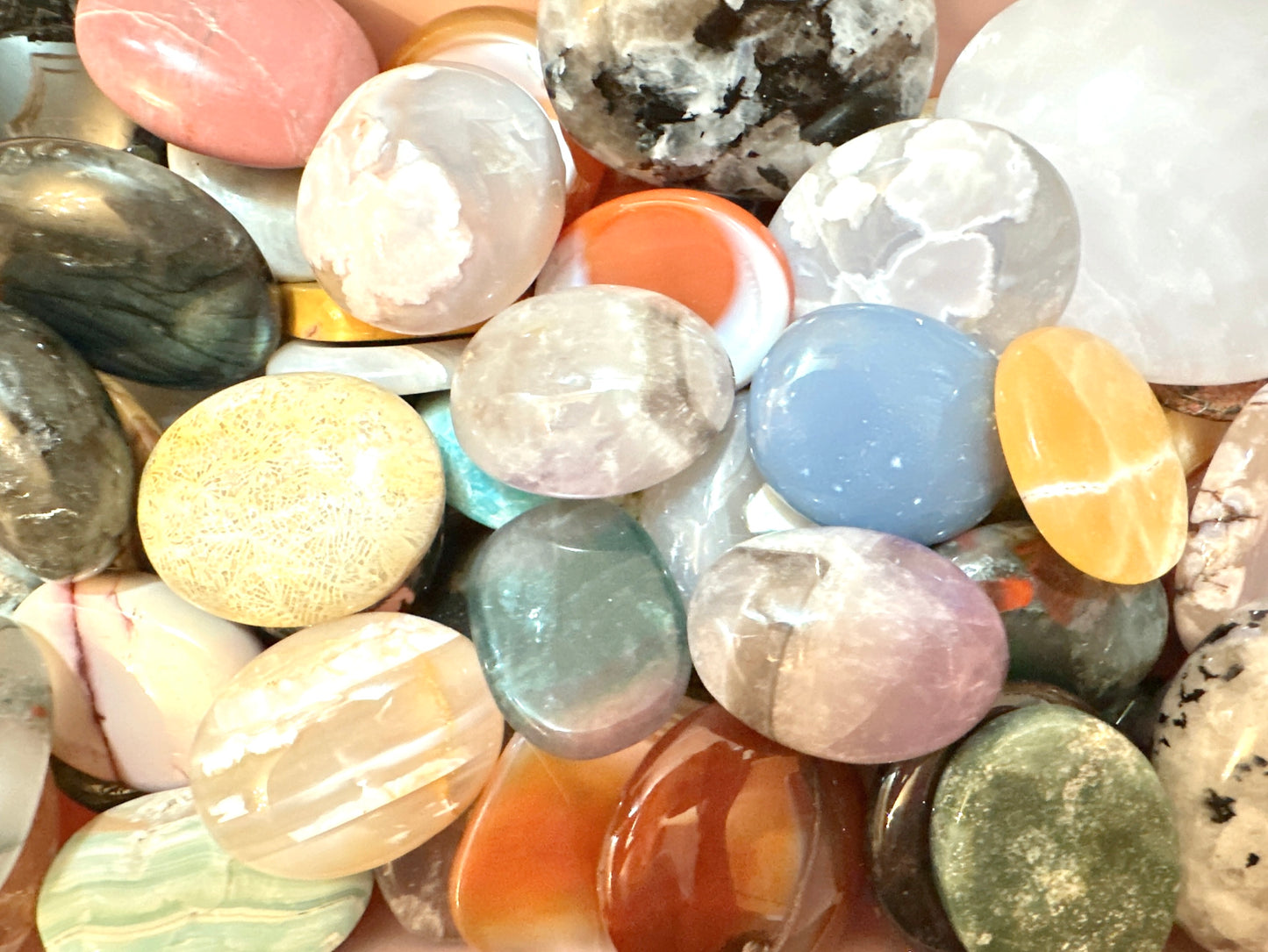 1 lb Imperfect Crystal Flat/Worry/Palm Stones Mystery Bundle