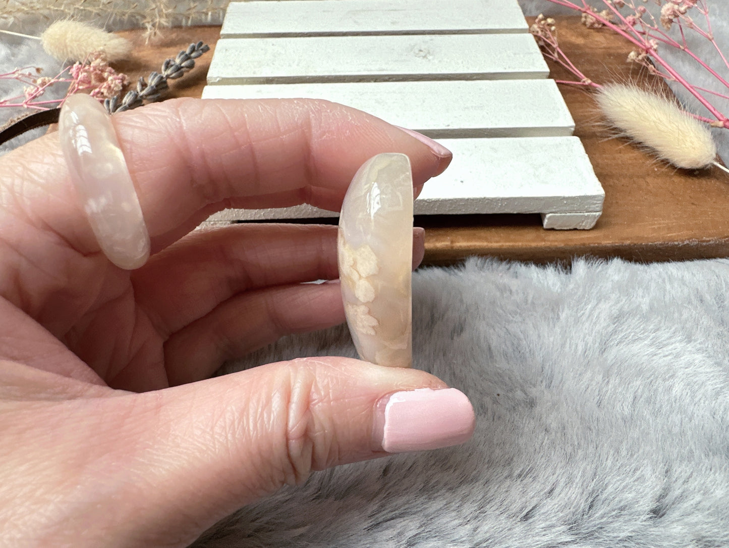 Flower Agate Heart Pendant Bead