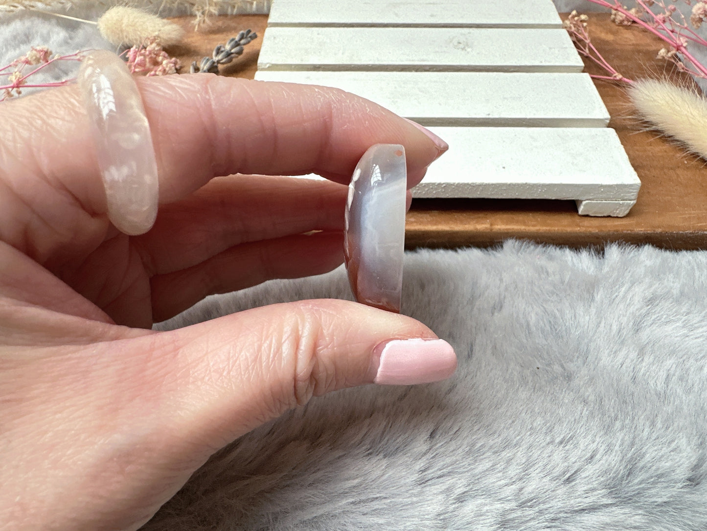 Flower Agate Heart Pendant Bead