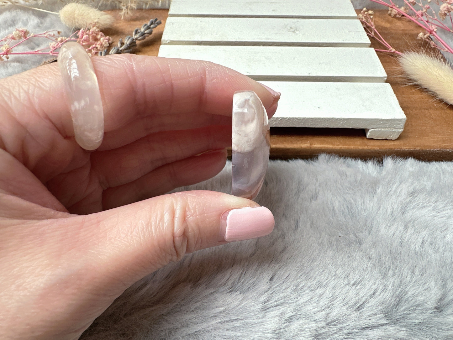 Flower Agate Heart Pendant Bead