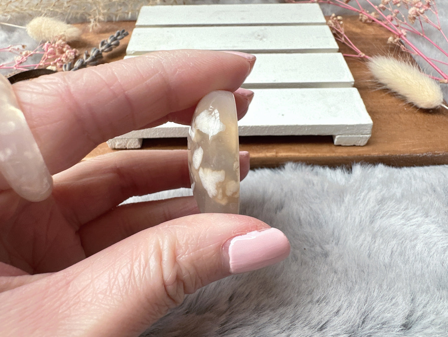 Flower Agate Heart Pendant Bead