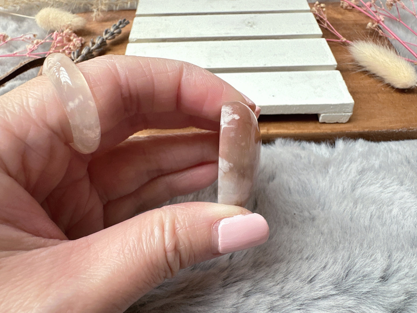 Flower Agate Heart Pendant Bead