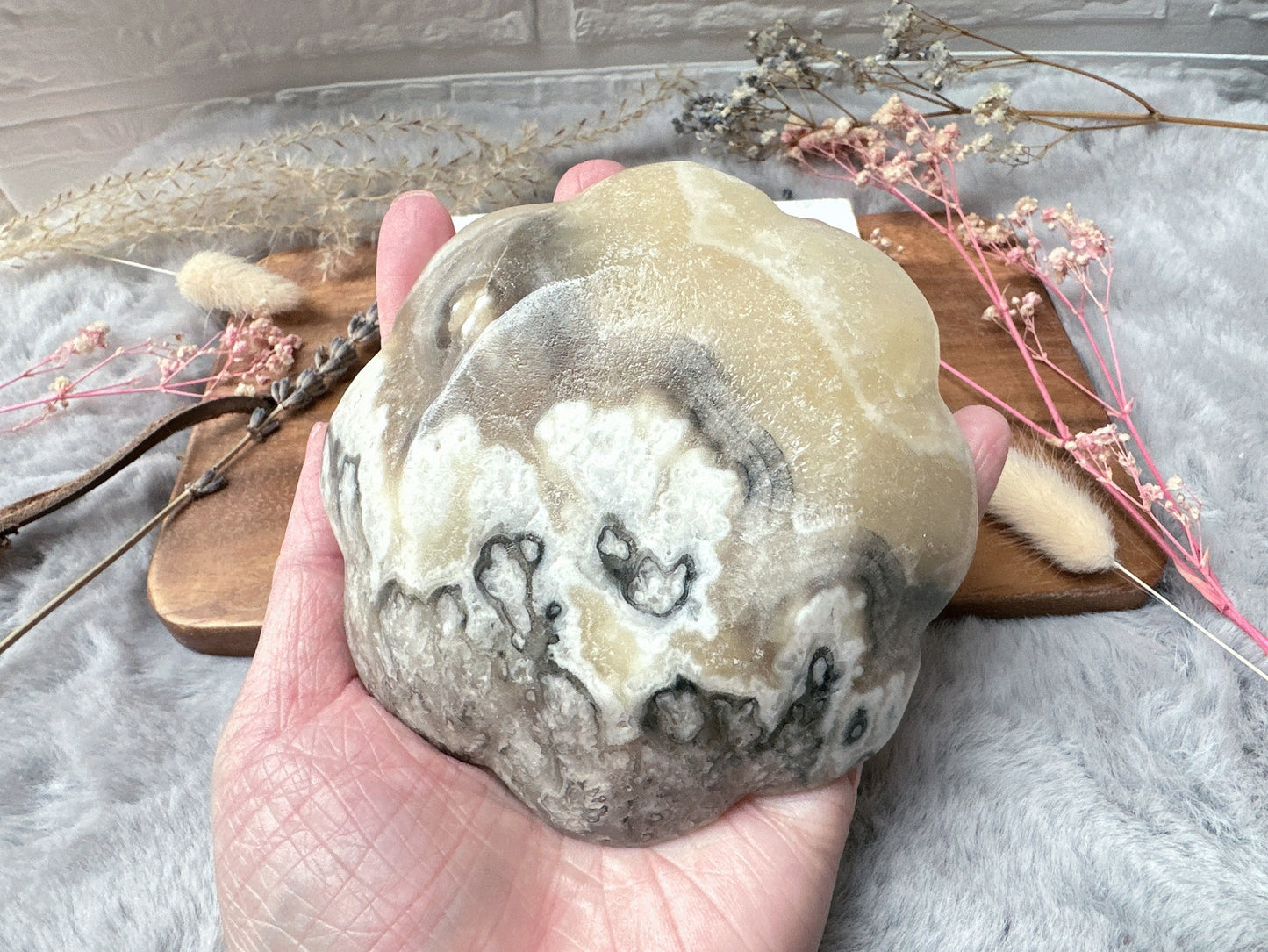 Small Mexican Zebra Onyx/Calcite Flower Bowl/Dish