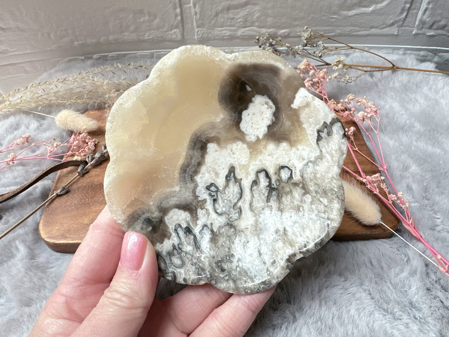 Small Mexican Zebra Onyx/Calcite Flower Bowl/Dish